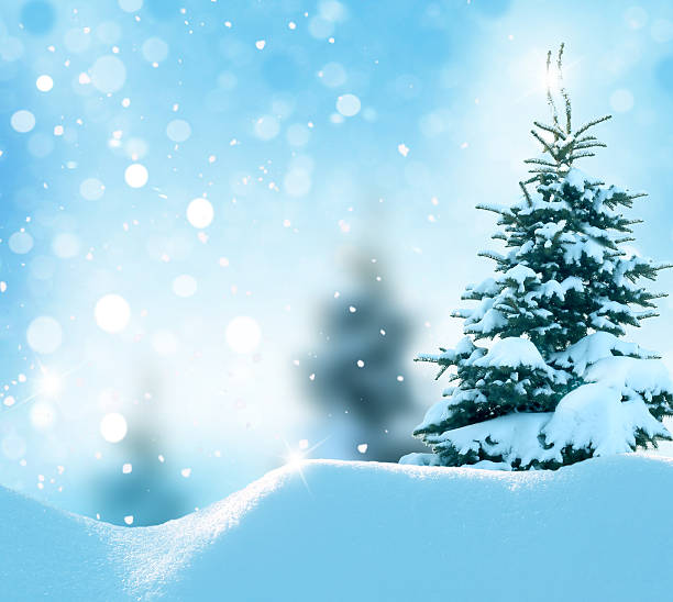 istock Christmas winter background with snow and blurred bokeh 499651592