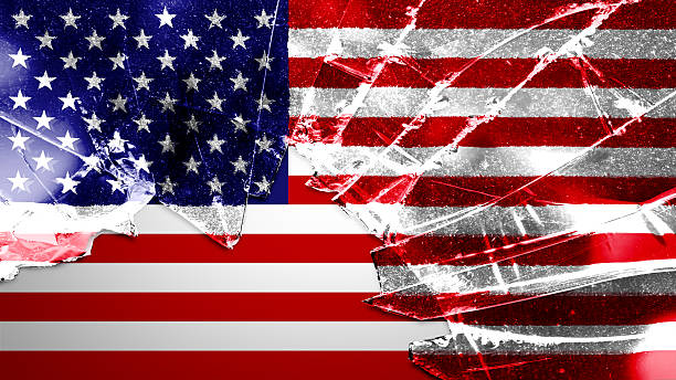 istock USA flag painted on broken glass 499652098
