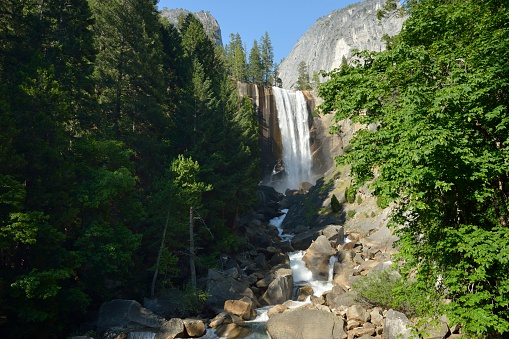 This image of Vernal Fall was captured downstream of the 317 foot waterfall on the Merced River and located in Yosemite National Park.  