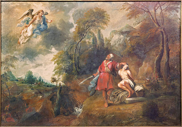 Bruges - The Abraham and Isaac In Salvatorskathedraal Bruges - The Abraham and Isaac by Jan van de Kerkhove (1822-1881) in Sint-Salvatorskathedraal (cathedral of st. Savior) father abraham stock illustrations