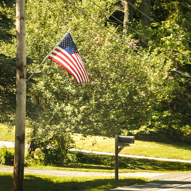 istock american courtyard with us flag 499659386