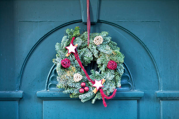 istock Xmas wreath at door 499659392