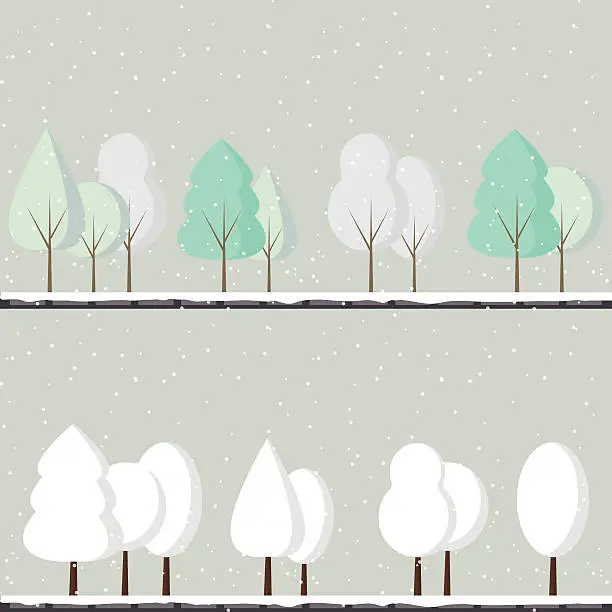 Vector illustration of Cartoon winter trees