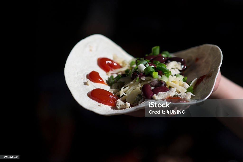 Party food Shishkebab on pita 2015 Stock Photo