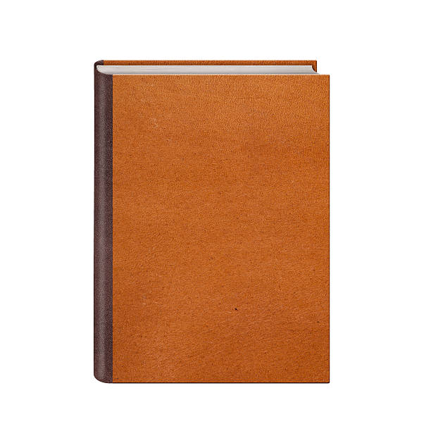 Book with brown leather hardcover isolated stock photo