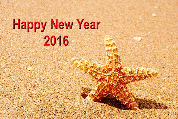 Happy New Year 2016 Starfish stock photo
