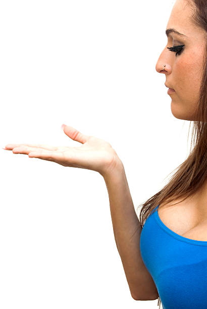 istock Beautiful  Woman  With His Open Hand 499663433
