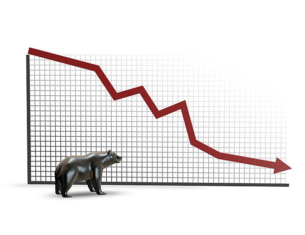 istock Bear market illustration with downward line graph 499664009