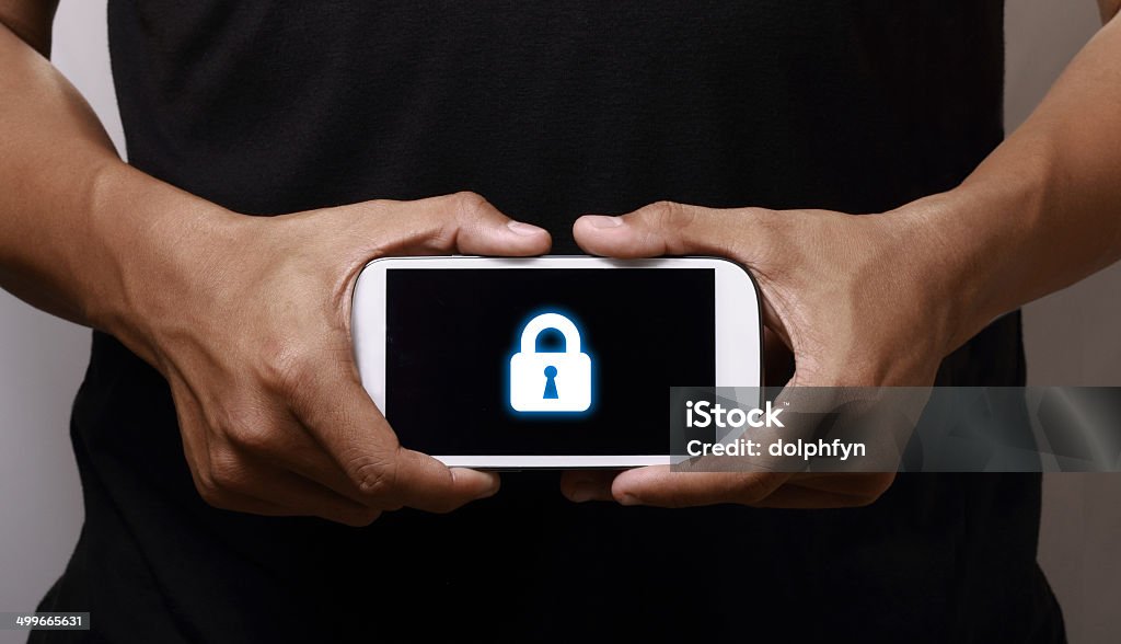 Lock icon Lock icon display on smartphone Accessibility Stock Photo