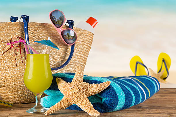 istock Close-up of summer accessories. 499665949