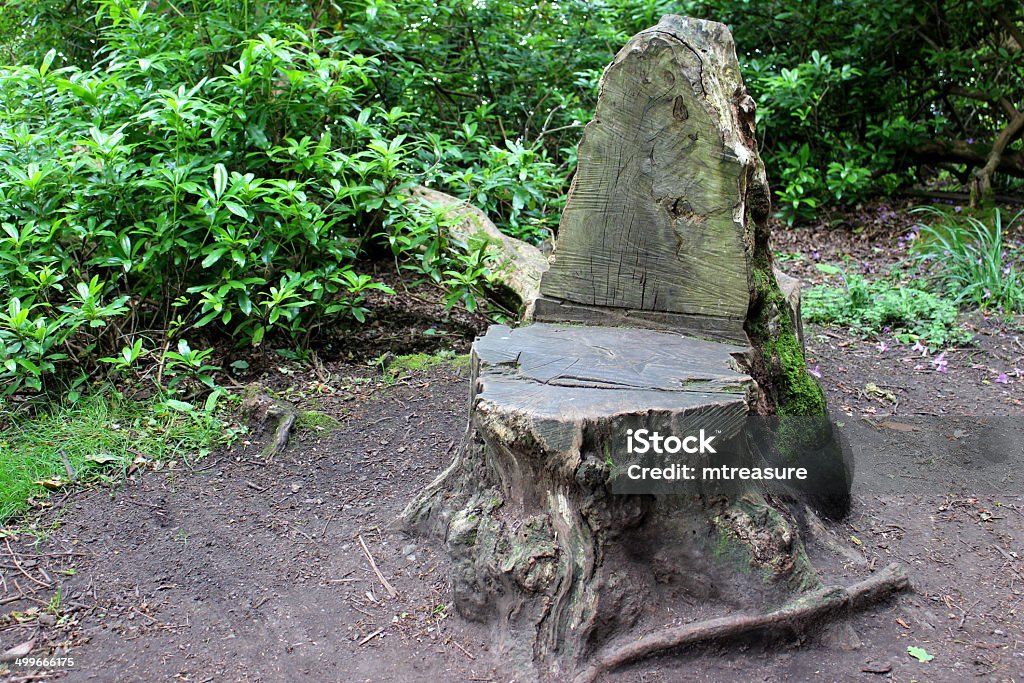 Imagen de tronco de árbol de madera tallada asiento, mediante el uso de una sierra de cadena - Foto de stock de Silla libre de derechos