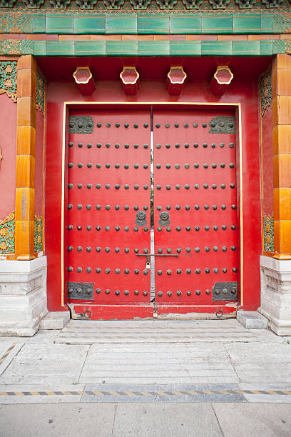 istock Red wooden door 499675907