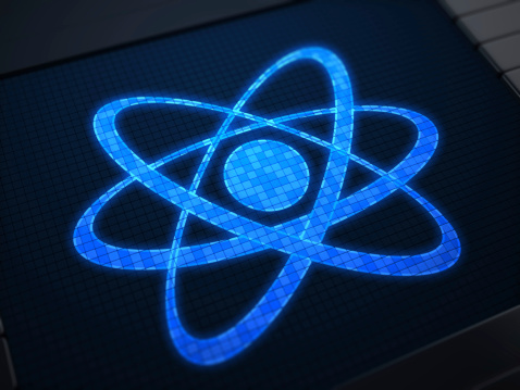 Atom sign on digital screen