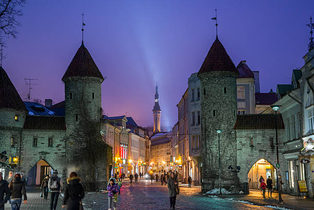 istock Viru gate, Tallinn in a winter night 499677995