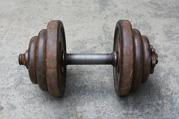 istock Dumbbells at fitness park 499678367