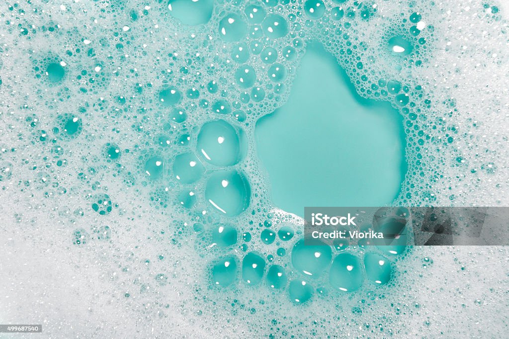 Soap bubbles background (blue) - Royalty-free Schuim Stockfoto