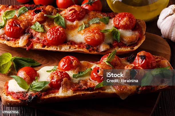 Pizza Margarita Stock Photo - Download Image Now - Baguette, Pizza, Italian Food