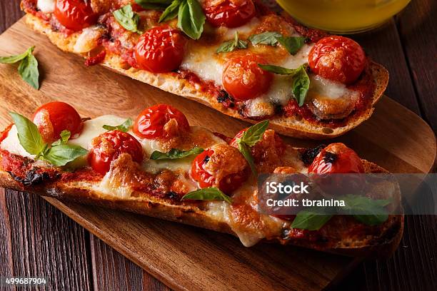 Pizza Margarita Stock Photo - Download Image Now - Baguette, 2015, Baked