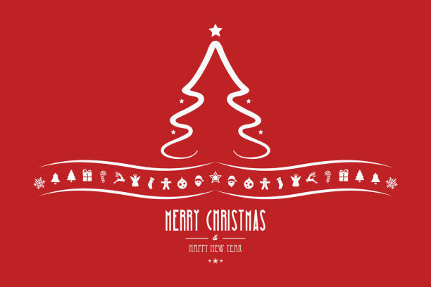 ilustraciones, imágenes clip art, dibujos animados e iconos de stock de la decoración de árbol de navidad de elementos de fondo rojo - christmas backgrounds christmas card part of