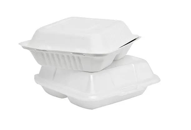 Photo of Styrofoam box on white background