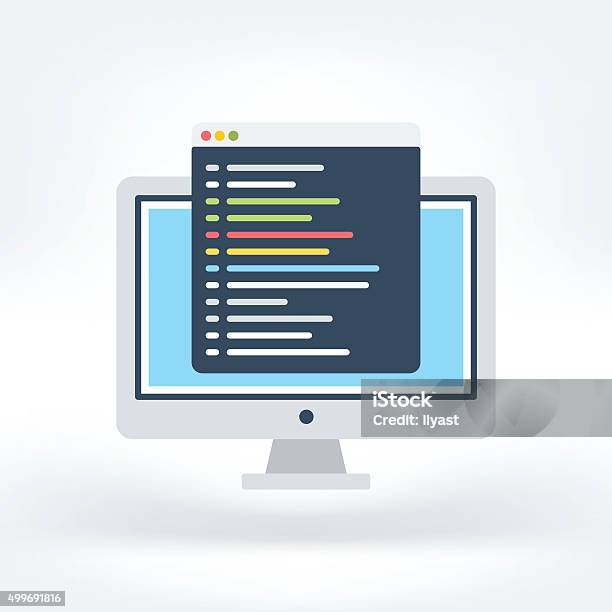 Vector Icon Of Code Editor Stock Illustration - Download Image Now - Computer Monitor, Web Page, Device Screen