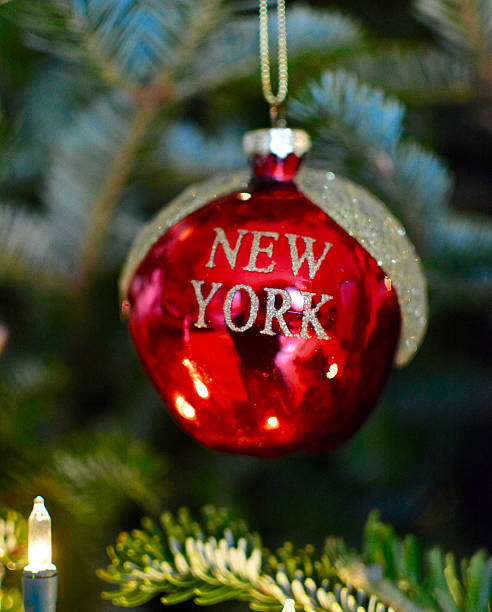 Christmas Ornament saying New York in a tree with a candy cane.