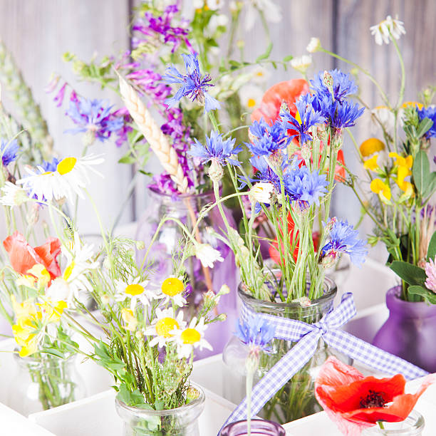 istock Wildflowers in bottles 499694421