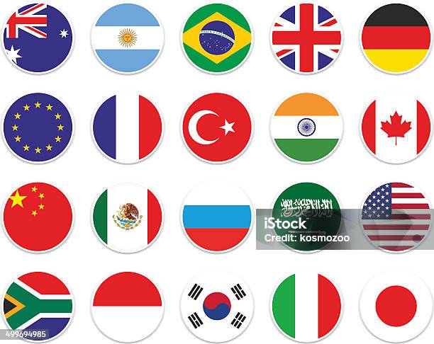 Set G20 Circle Flag Stock Illustration - Download Image Now - Flag, USA, Circle