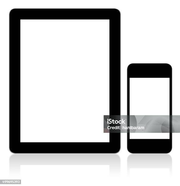 Tablet Pc Smart Phone With Blank Screen Stock Photo - Download Image Now - Blank, Blank Screen, Clipping Path