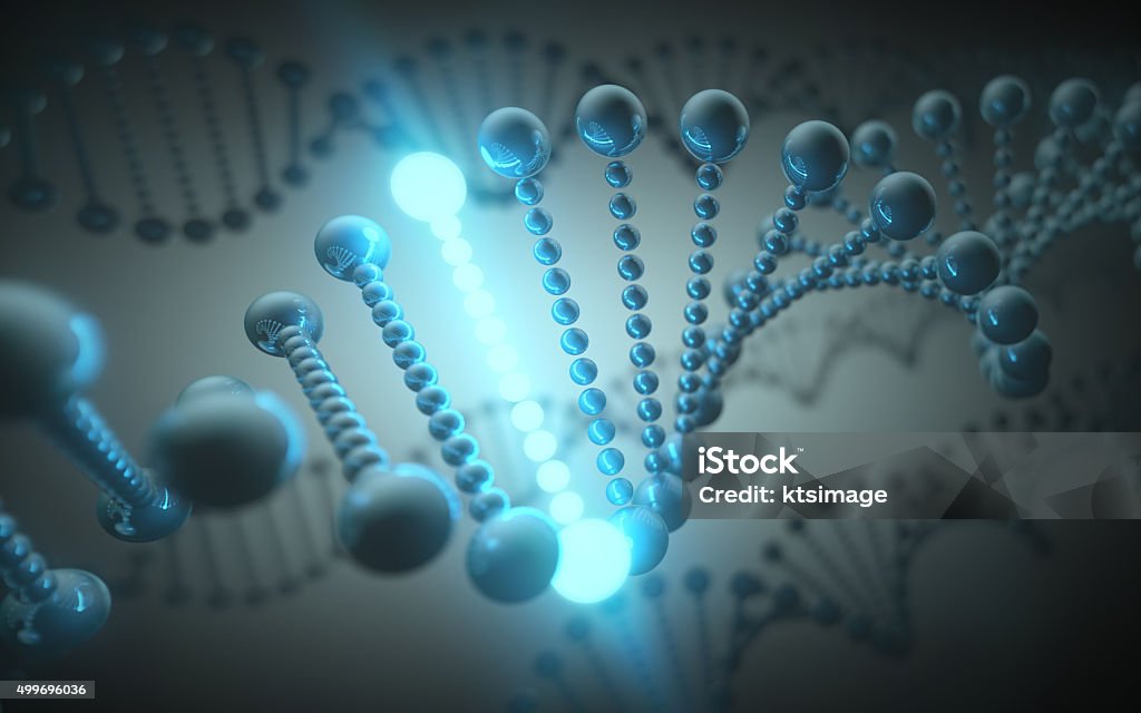 DNA Futuristic Concept Metallic DNA helix in a futuristic concept of the evolution of science and medicine. Messenger RNA Stock Photo