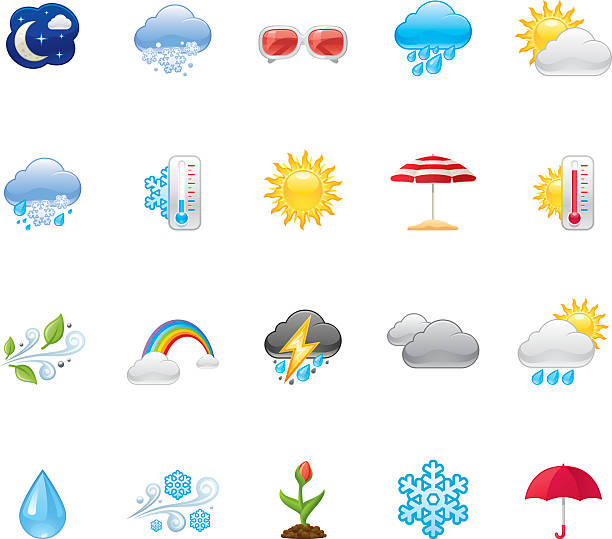 hico погода иконки — - storm umbrella parasol rain stock illustrations