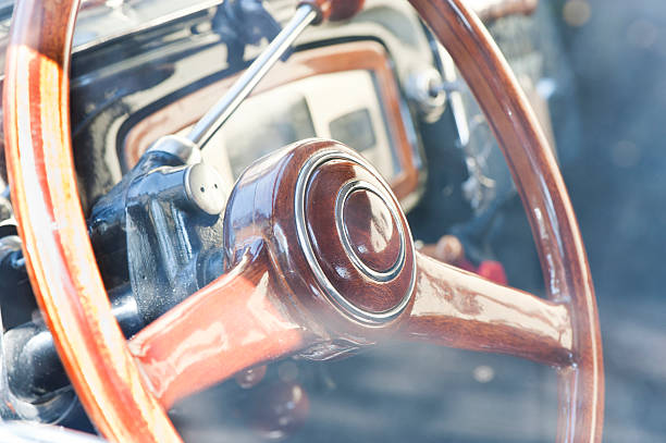 istock Steering Wheel and Dashboard Interior of Vintage Car 499696739