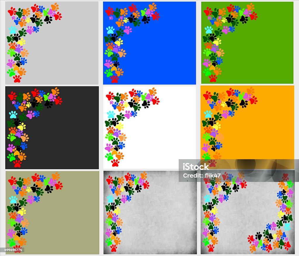 Цветной pawprints на серый, бежевый фон - Стоковые иллюстрации Абстрактный роялти-фри