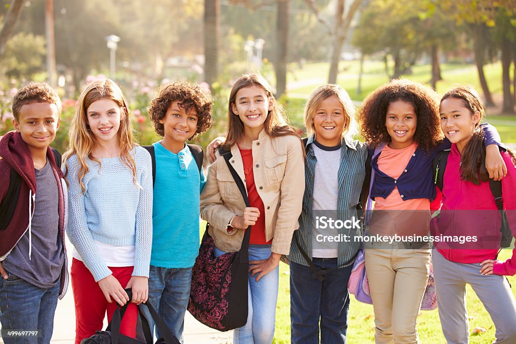 Group Of Young Children Hanging Out In Park Group Of Young Children Hanging Out In Park Smiling To Camera Child Stock Photo