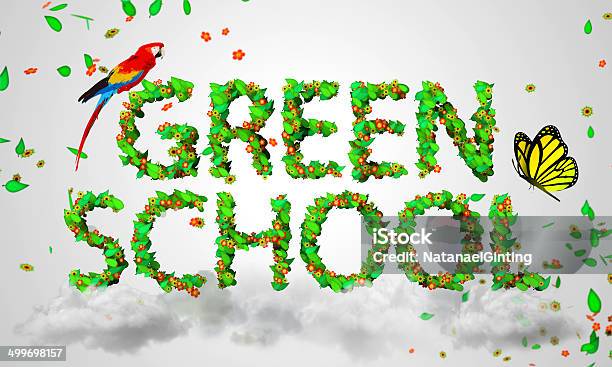 Green School Leaves Particles 3d Stock Photo - Download Image Now - Alphabet, Alphabetical Order, Animal Markings