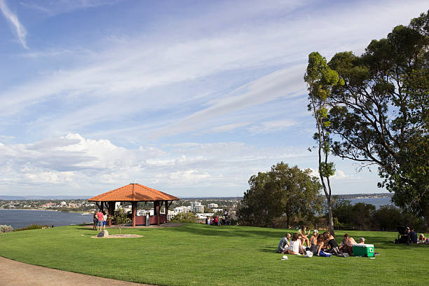Kings park Picnic Perth, Western Australia. March 22nd - 2014. People having a summer picnic on the grounds of Kings Park. A large inner city park which includes a Botanical garden and many areas for recreation. kings park stock pictures, royalty-free photos & images