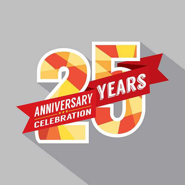 ilustrações, clipart, desenhos animados e ícones de celebração de aniversário de 25 anos de design - 25th street