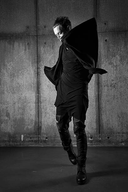 istock Man in black jacket, smart fashion jump 499698886