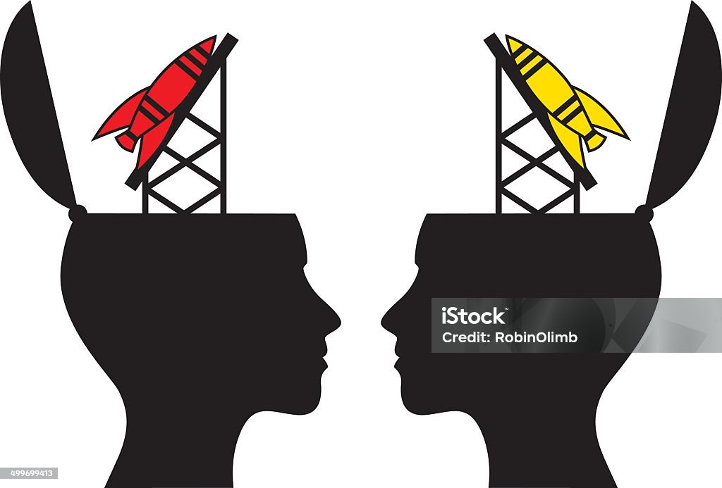 Female Missile Heads Vector illustration of two female silhouette heads with missiles ready to launch out of them. Missile stock vector