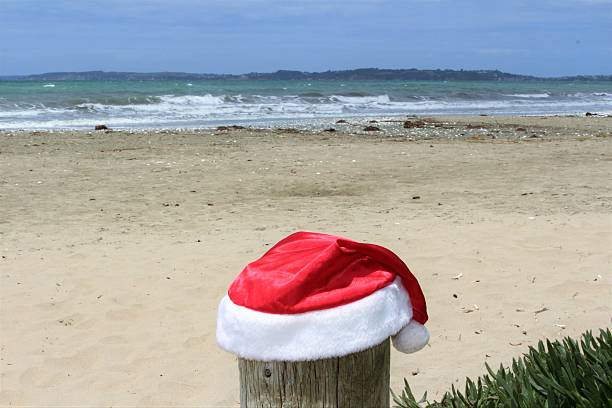 istock Santa hat on the beach 499699796