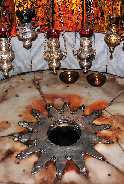 istock Bethlehem: Nativity Church, silver star marking where Jesus was 499700098
