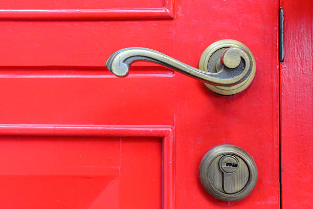 istock old vintage door handle on red door 499700391