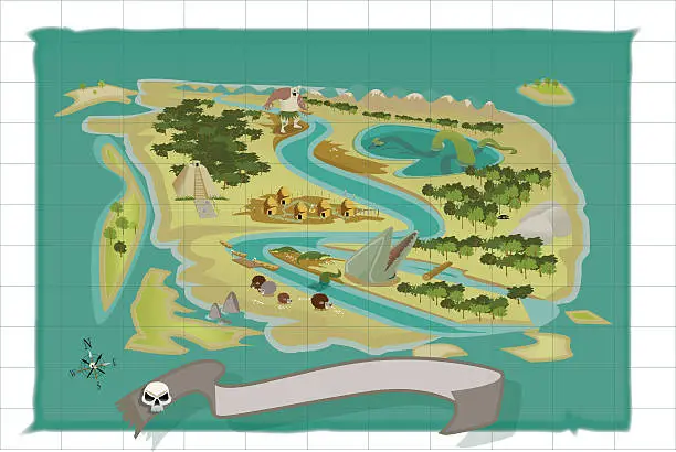 Vector illustration of Jungle Treasure Map