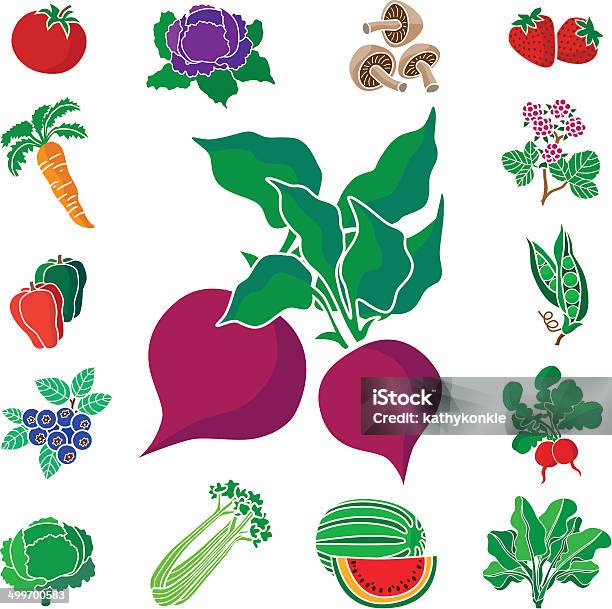 Beets With Vegetable And Fruit Border Stock Illustration - Download Image Now - Agriculture, Beet, Bell Pepper