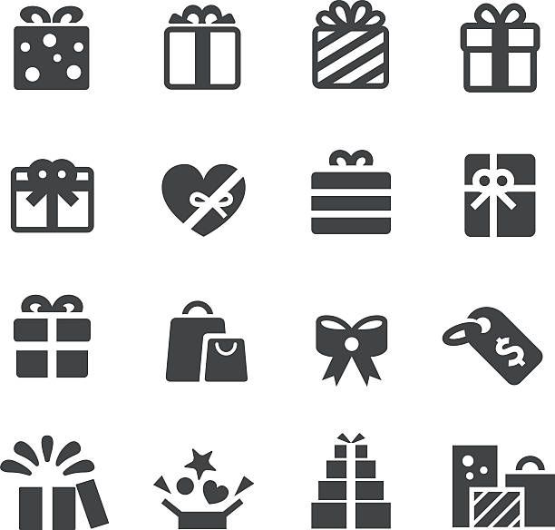 ilustraciones, imágenes clip art, dibujos animados e iconos de stock de regalos iconos de acme serie - regalo