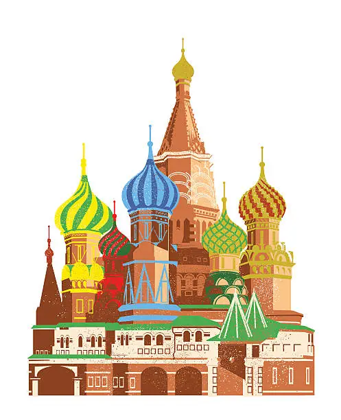 Vector illustration of Saint Basil's cathedral - Moscow