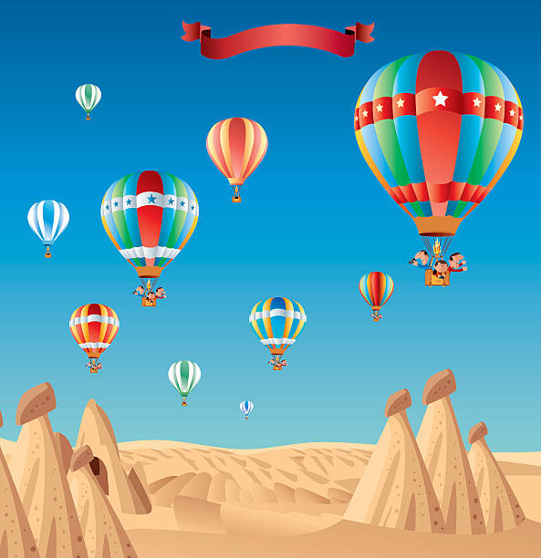 Hot Air Ballons of Cappadocia Vector Hot Air Ballons of Cappadocia nevsehir stock illustrations