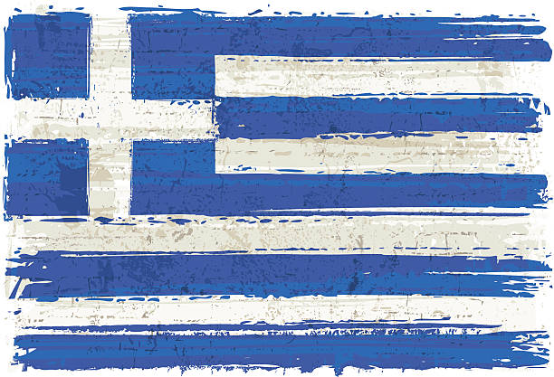 flagge griechenlands an der wand - flag national flag greek flag greece stock-grafiken, -clipart, -cartoons und -symbole