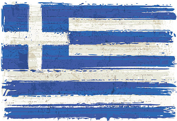 ギリシャの壁の上のフラグ - greek flag点のイラスト素材／クリップアート素材／マンガ素材／アイコン素材