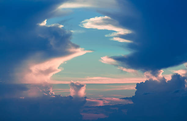 Gorgeous amazing view of natural sky clouds formation stock photo